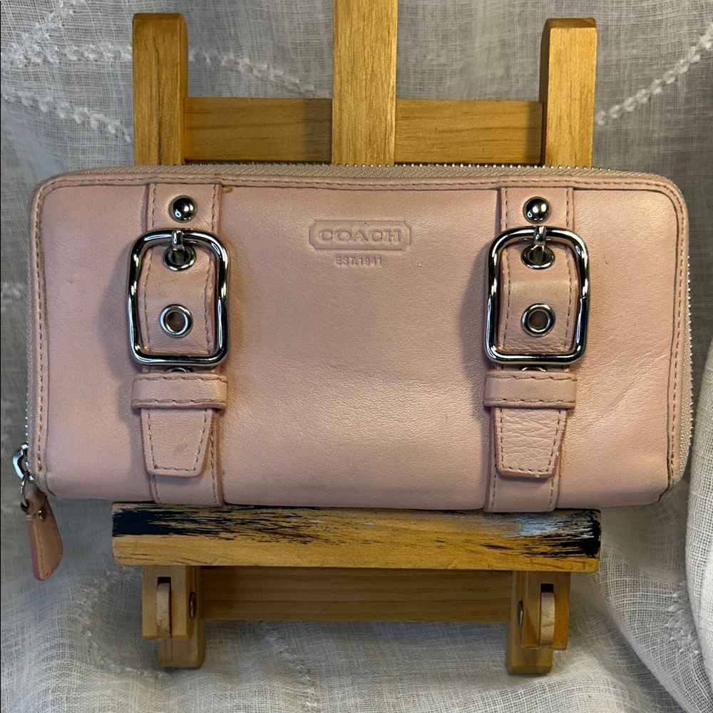 Coach soft glove leather large zip around wallet
